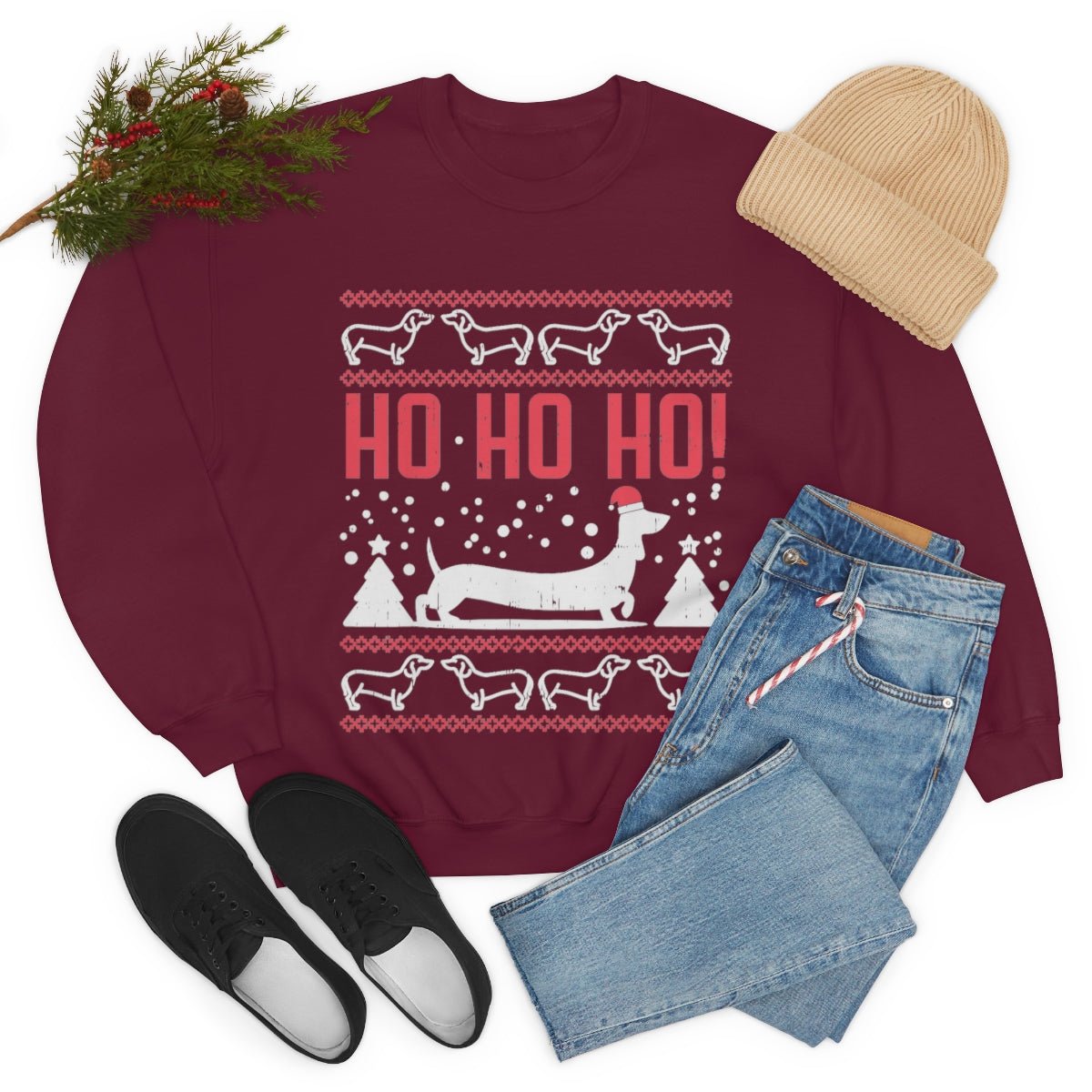 Ho Ho Ho Dachshund Christmas Sweatshirt