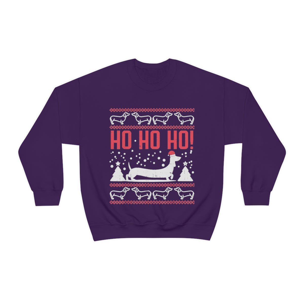 Ho Ho Ho Dachshund Christmas Sweatshirt Purple
