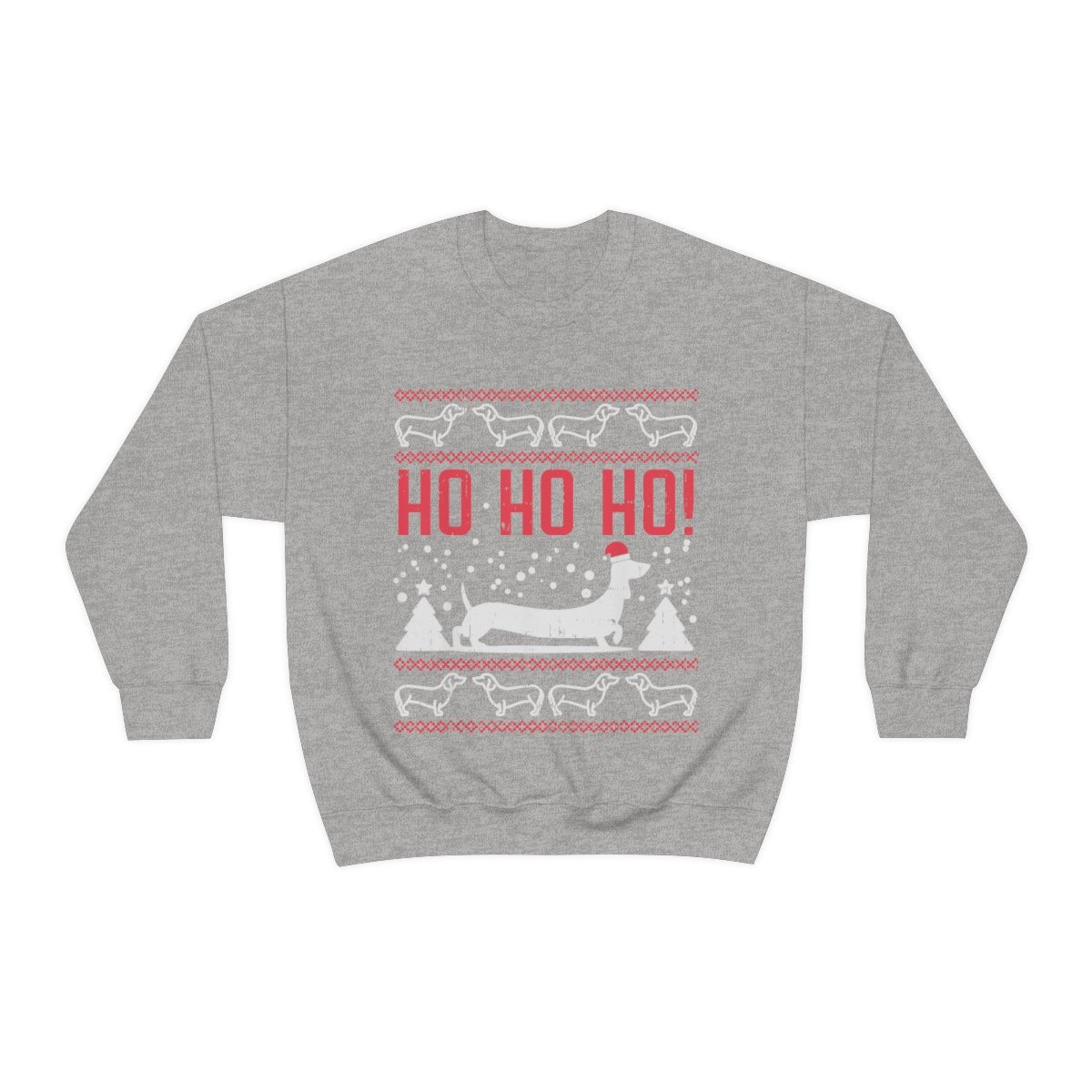 Ho Ho Ho Dachshund Christmas Sweatshirt Sport Grey