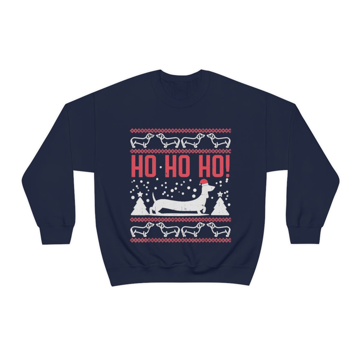 Ho Ho Ho Dachshund Christmas Sweatshirt Navy
