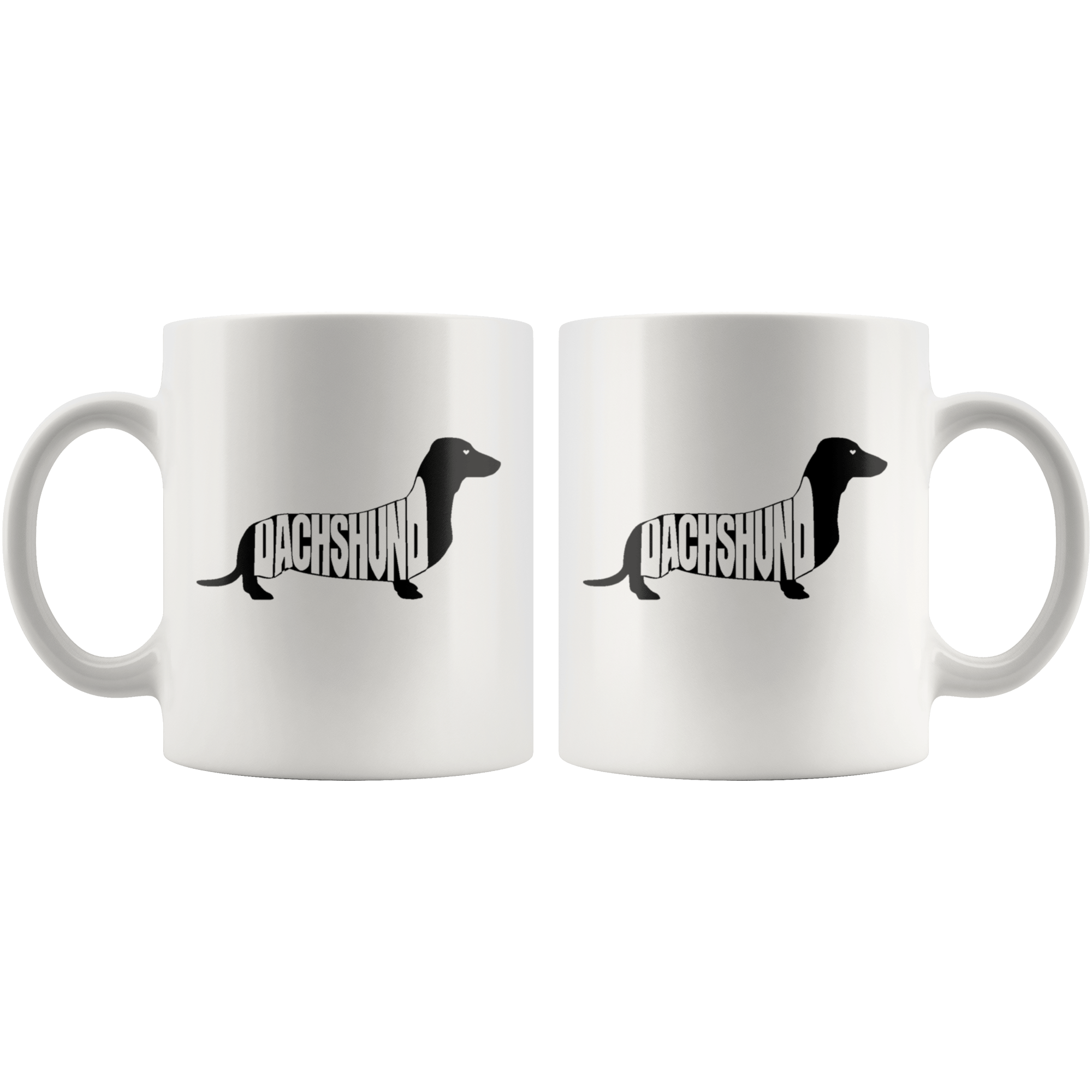 Dachshund silhouette 11oz coffee mug front and back design