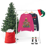 Dachshund christmas tree sweatshirt heather on rack