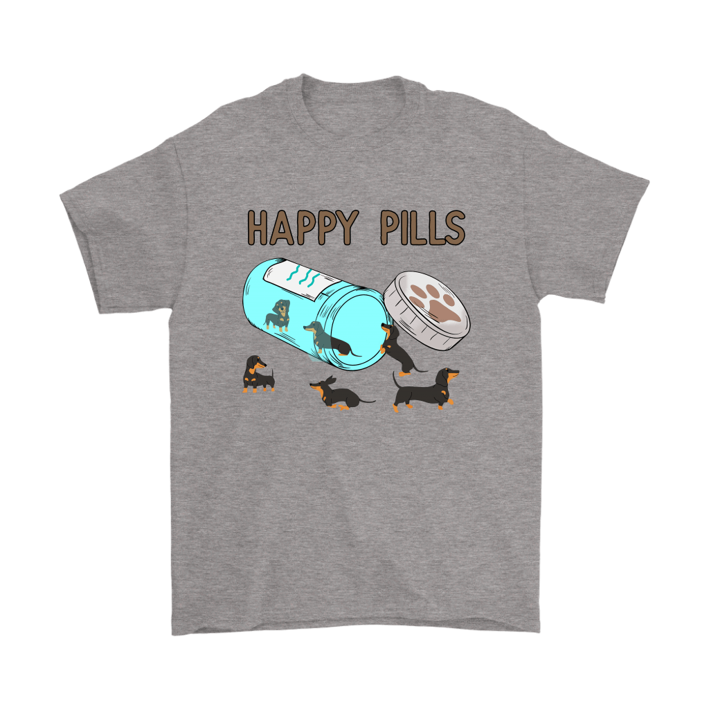 Happy Pills Dachshund Men's Shirt Sport Grey Gildan Mens T-Shirt