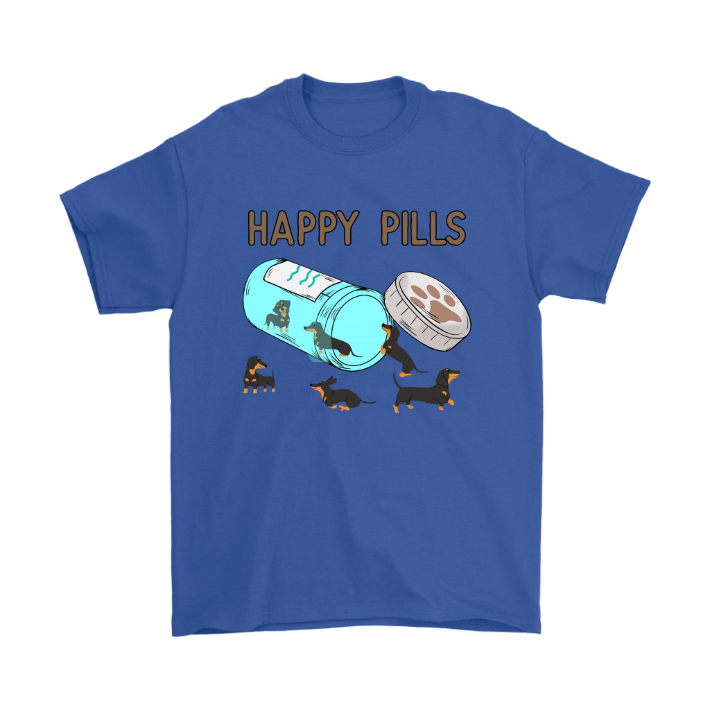 Happy Pills Dachshund Men's Shirt Royal Blue Gildan Mens T-Shirt