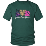 Peace Love Dachshunds Funny Cute dog lovers T-shirt for people Dark Green