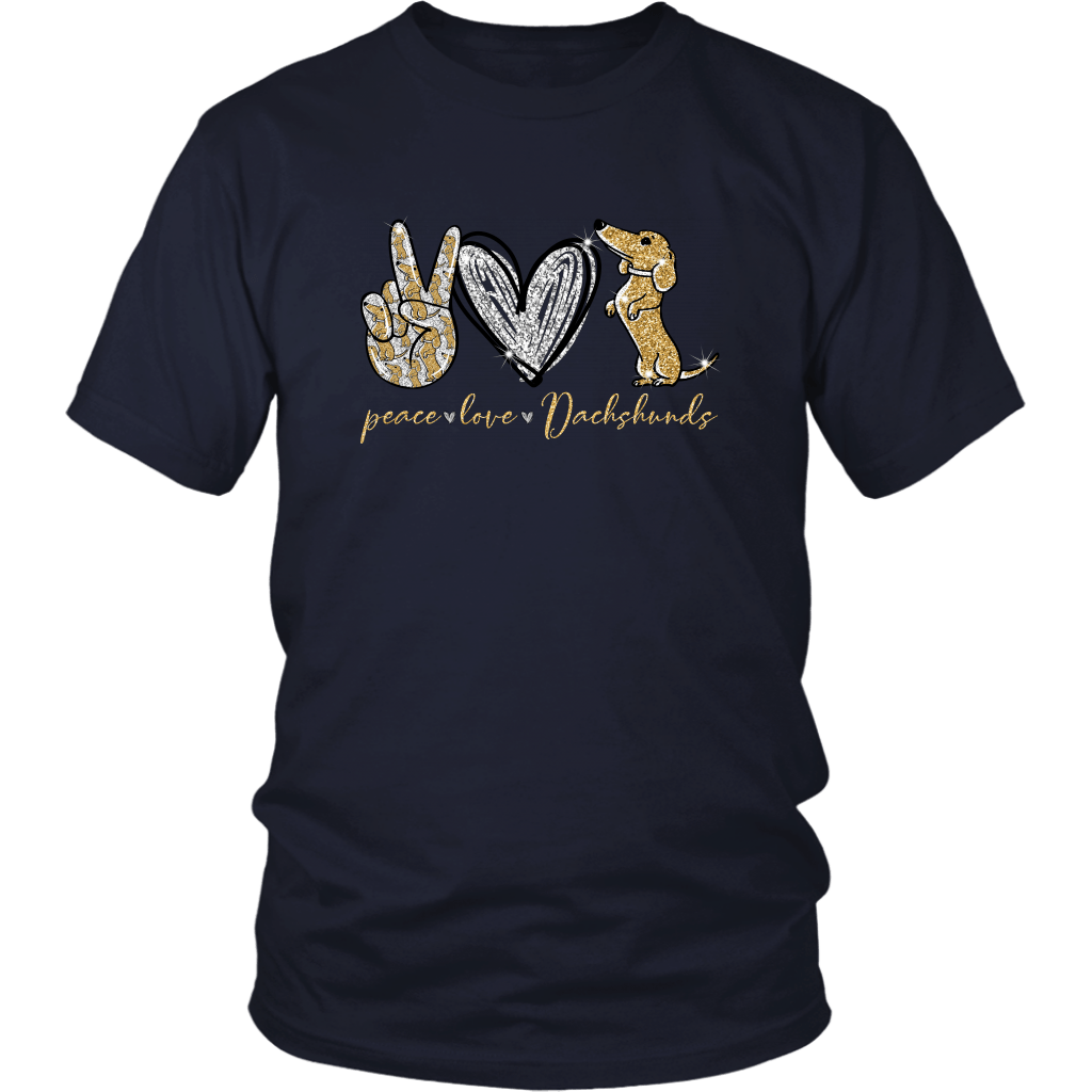 Peace Love Dachshunds Funny Cute Dachshund T-shirt for people Navy