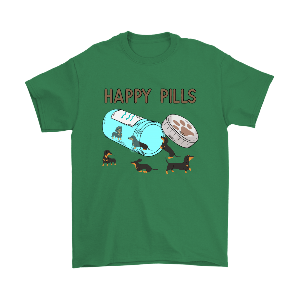 Happy Pills Dachshund Men's Shirt Irish Green Gildan Mens T-Shirt