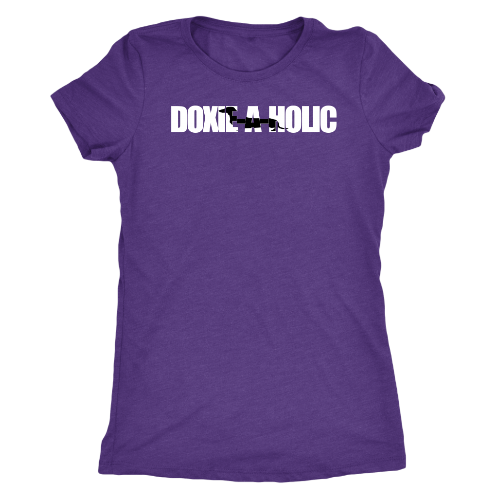 Doxie a holic dachshund silhouette women's t shirt Purple Rush