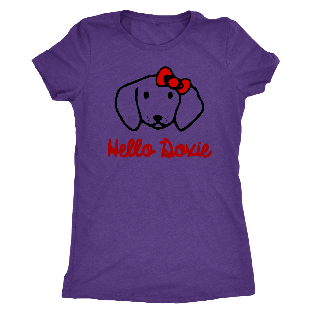 Hello Doxie Dachshund t-shirt for people Purple Rush