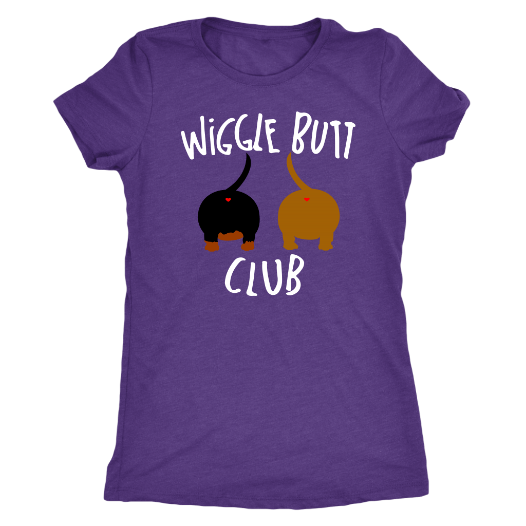 Wiggle Butt Club Funny Dachshund T-Shirt for people Purple Rush