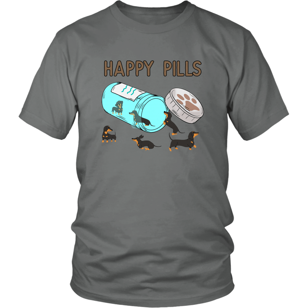 Happy Pills Dachshund T-Shirt Grey