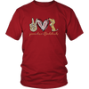 Peace Love Dachshunds Funny Cute Dachshund T-shirt for people Red