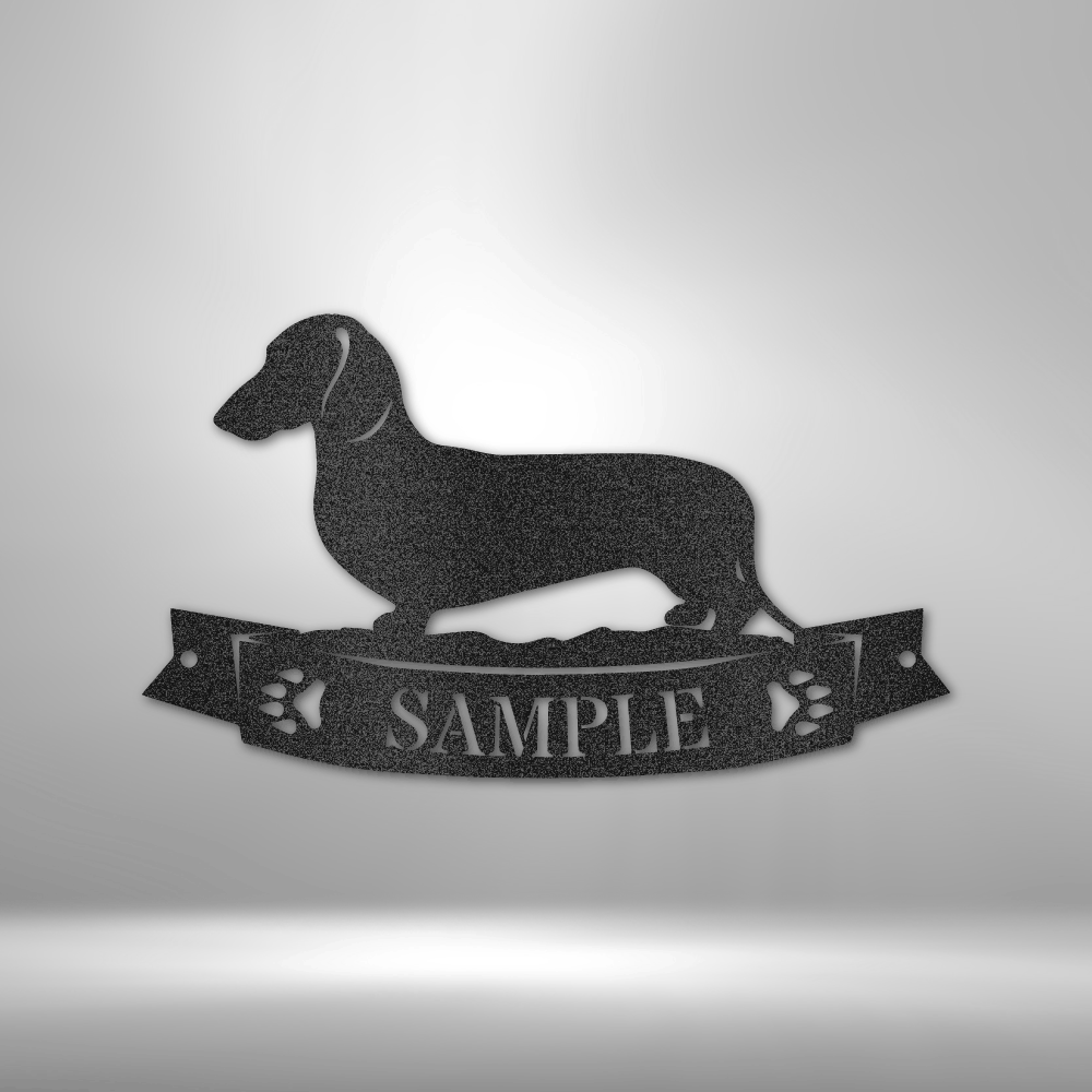 Metal dachshund sign for wall decor black