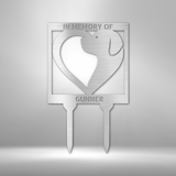 Dog memorial metal sign for garden 12" Silver