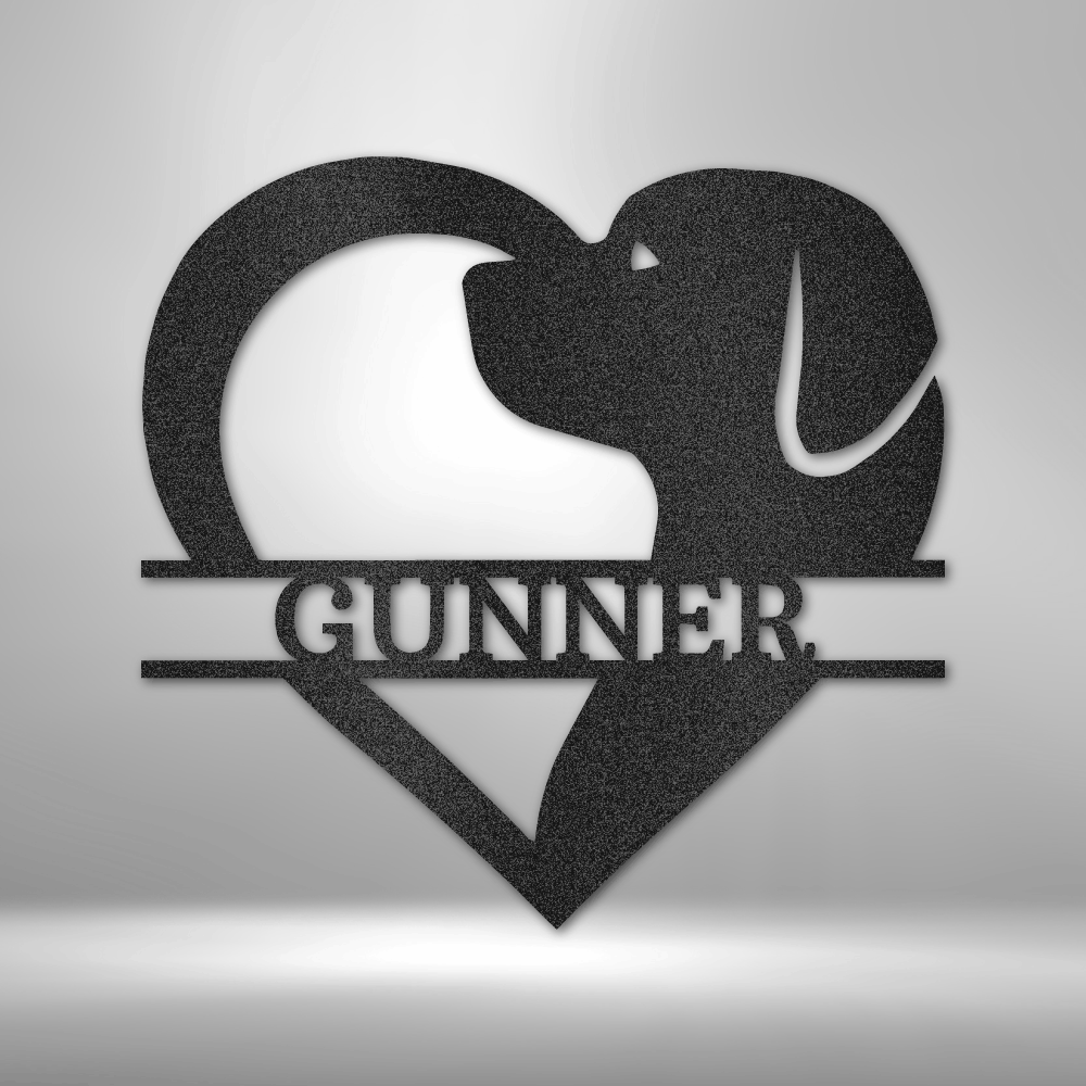 Personalized dog metal sign with name of your dog 12" Black