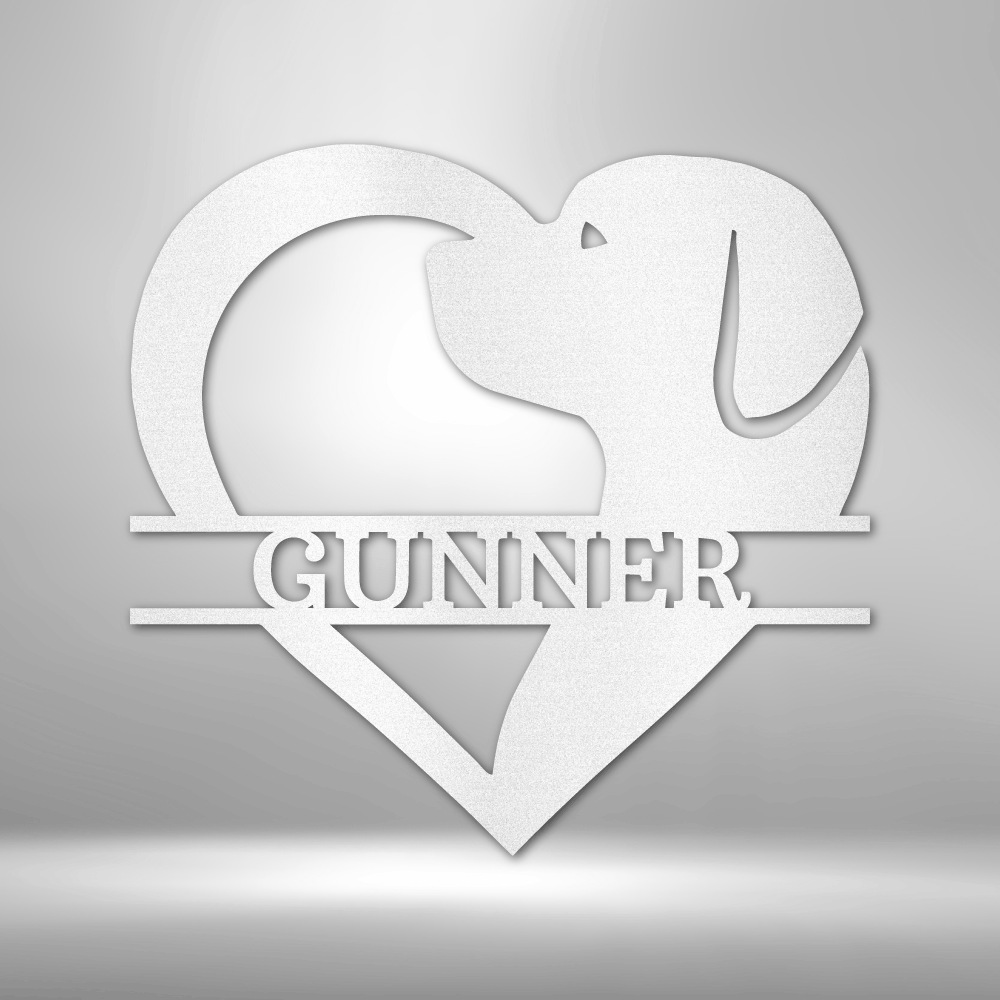 Personalized dog metal sign with name of your dog 12" White