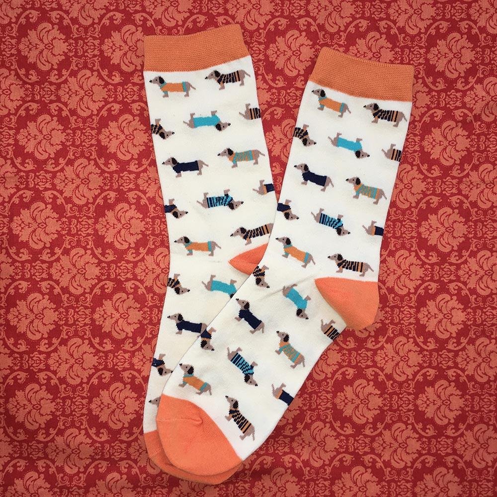 Dachshund Socks for Doxie Lovers Orange and White