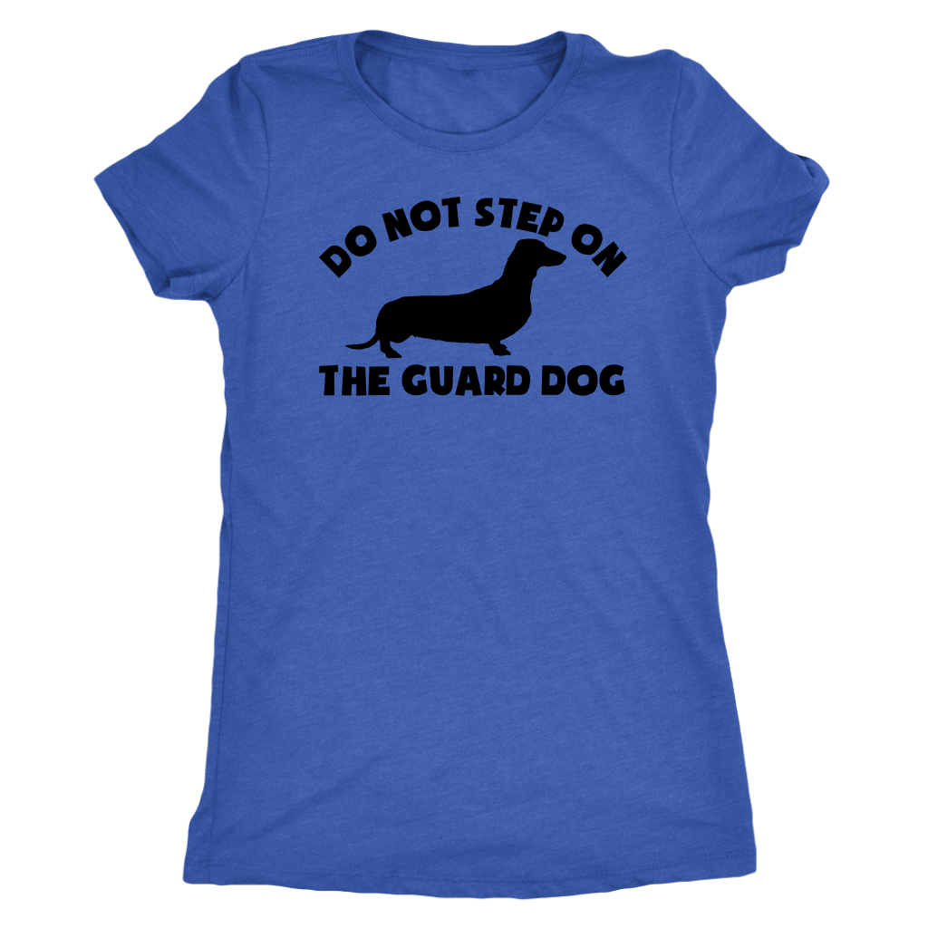 Dachshund silhouette t-shirt do not step on the guard dog Vintage Royal