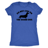 Dachshund silhouette t-shirt do not step on the guard dog Vintage Royal
