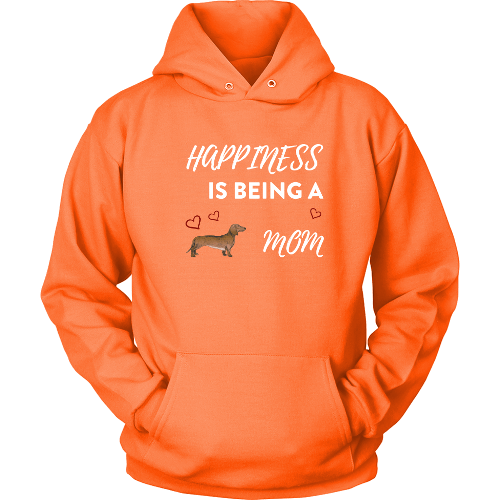 Happiness is being a dachshund mom dachshund sweatshirt for people Neon Orange