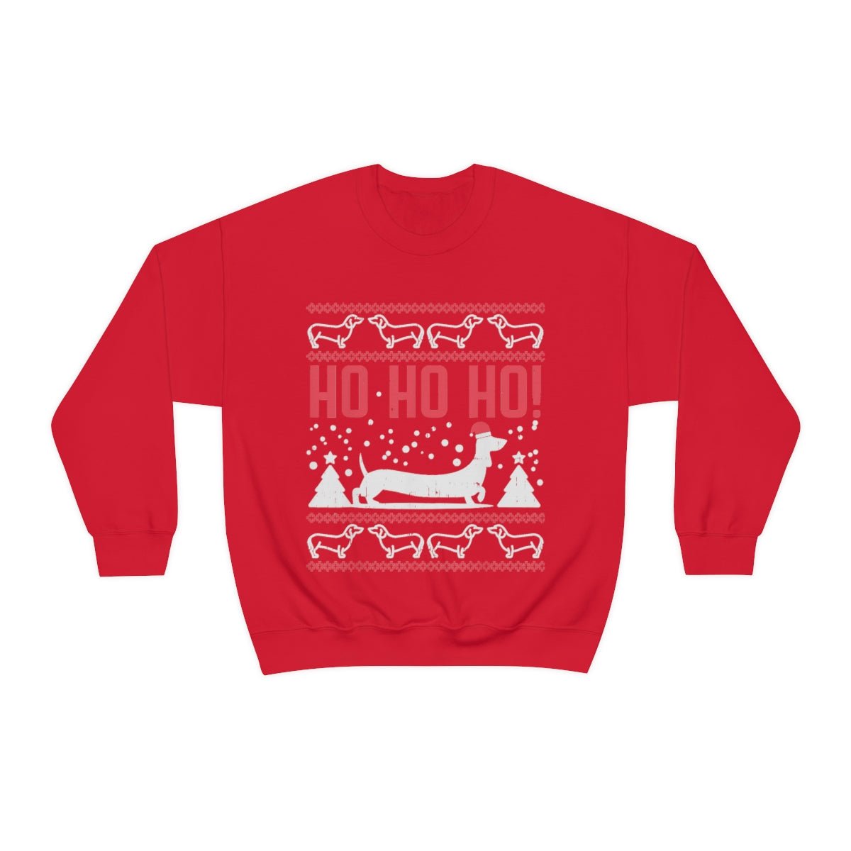 Ho Ho Ho Dachshund Christmas Sweatshirt Red
