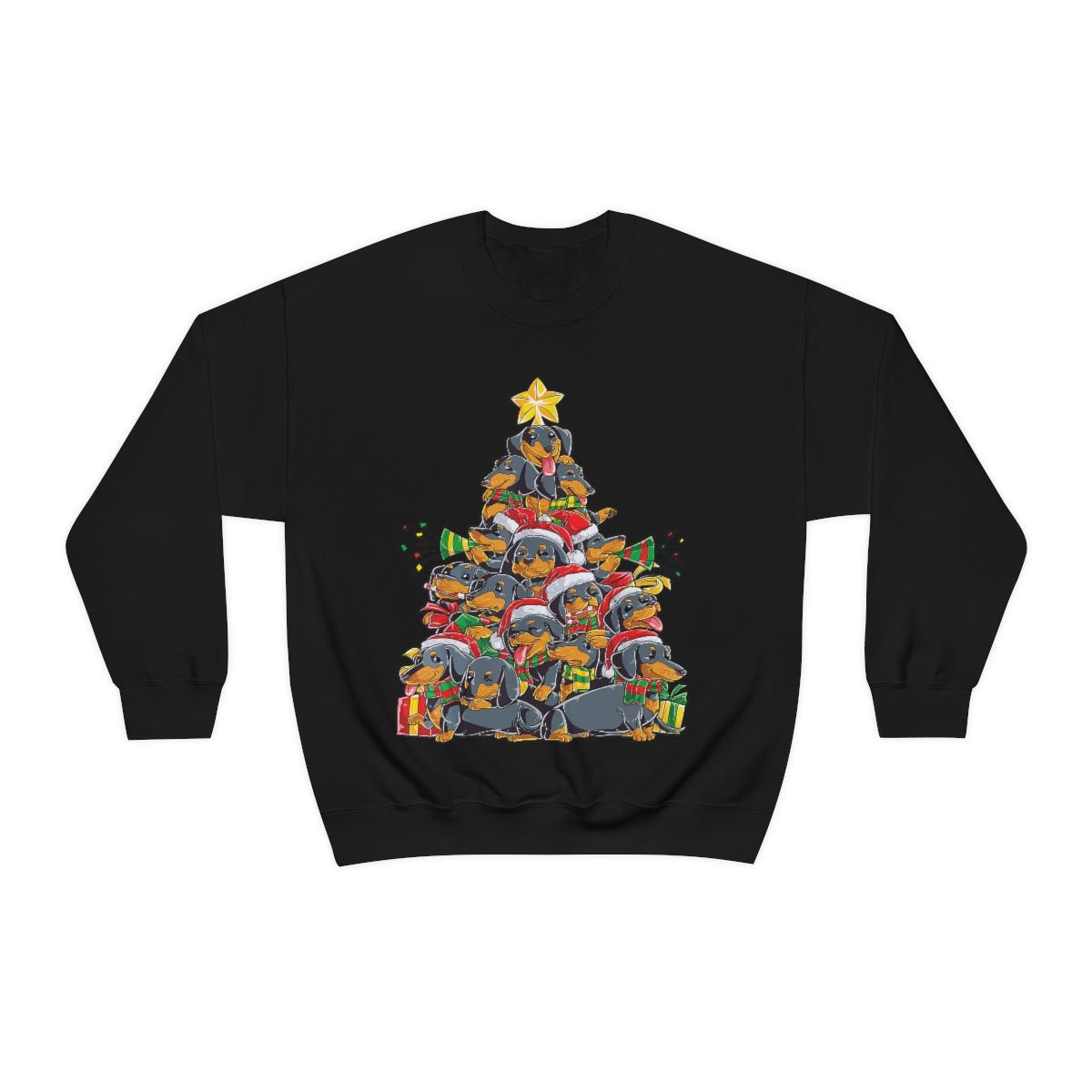 Dachshund christmas tree sweatshirt black