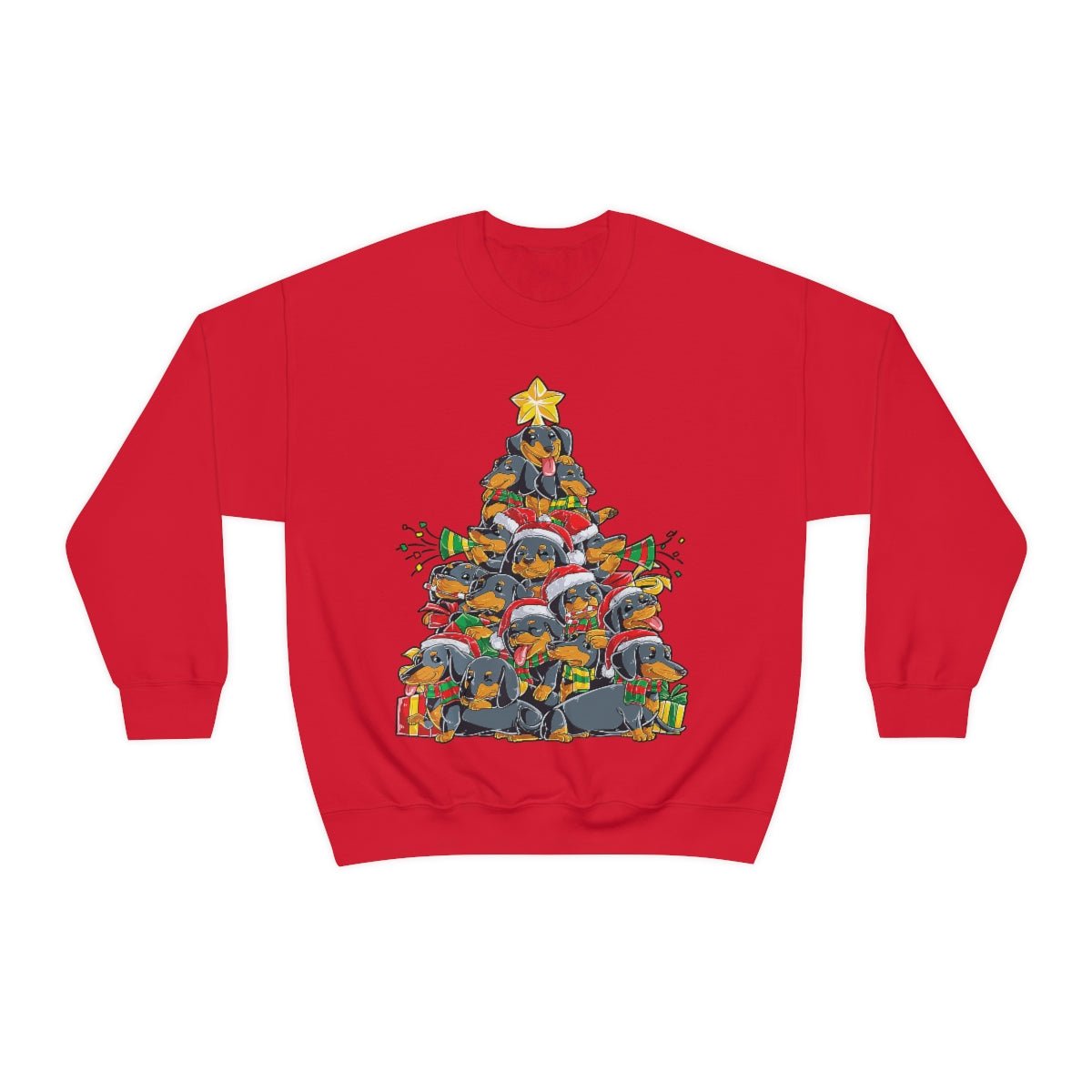 Dachshund christmas tree sweatshirt red