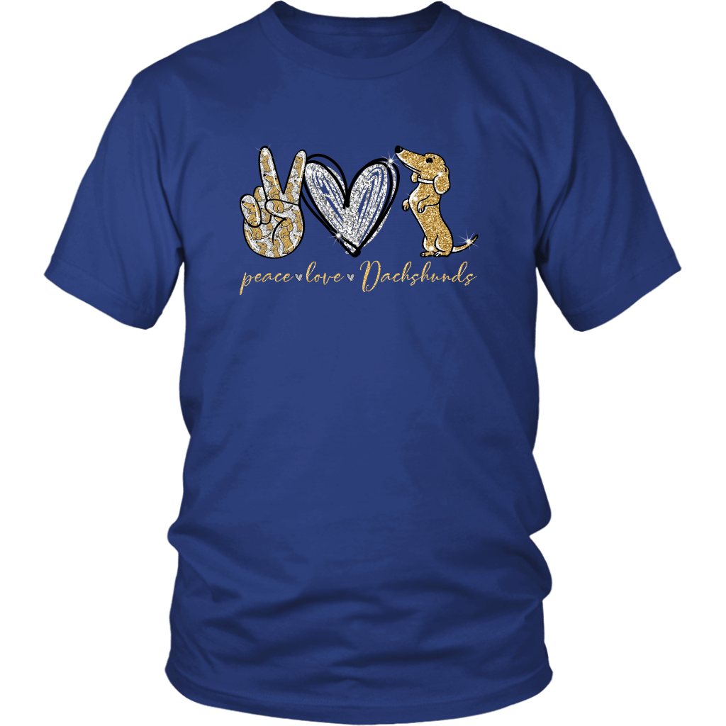 Peace Love Dachshunds Funny Cute Dachshund T-shirt for people Royal Blue