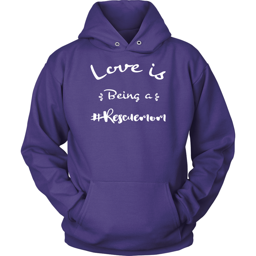 Dog Lovers Sweatshirt - Love is Being a Rescue Mom HoodiePurple