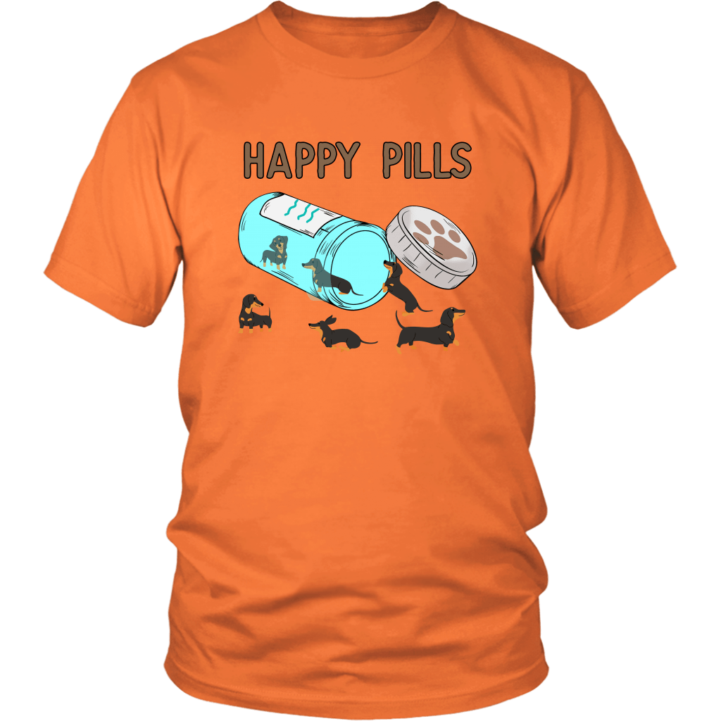 Happy Pills Dachshund T-Shirt Orange