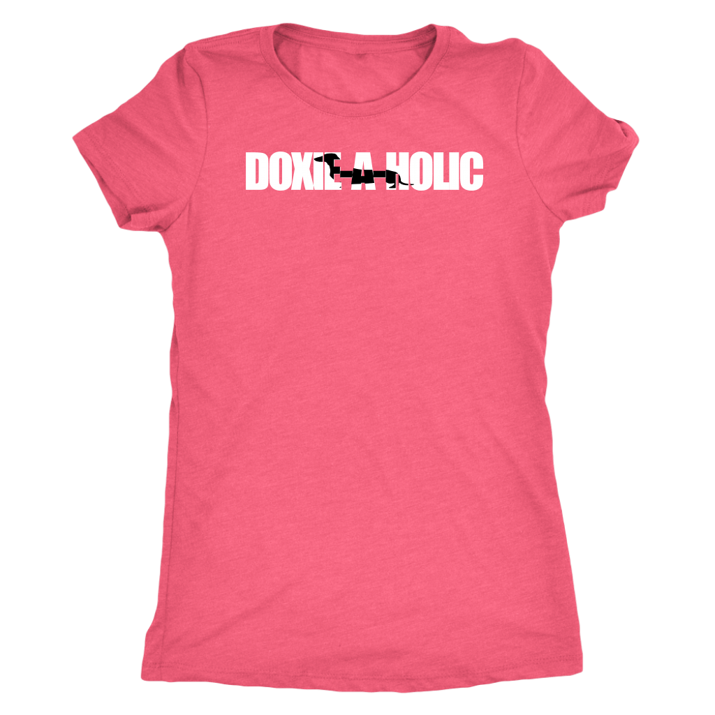 Doxie a holic dachshund silhouette women's t shirt Vintage Light Pink
