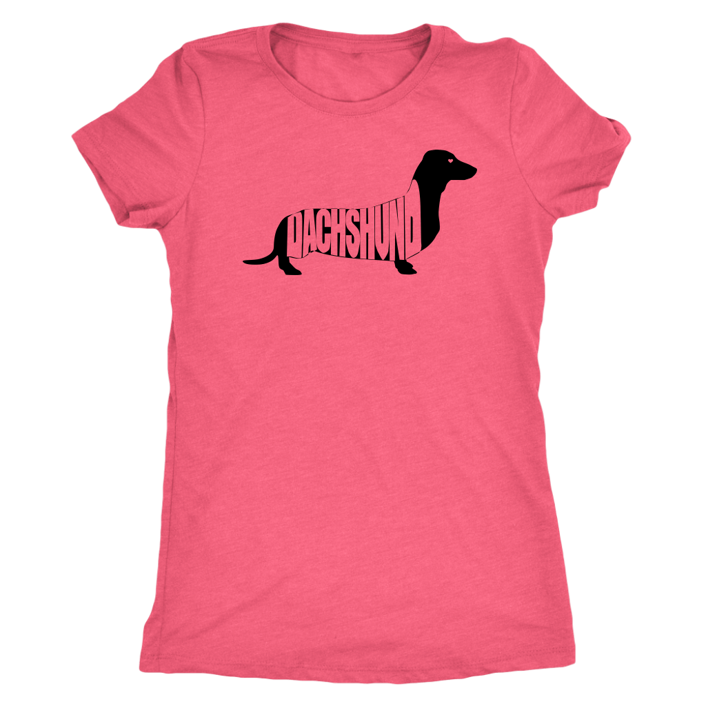 Dachshund t shirt with dachshund silhouette vintage light pink