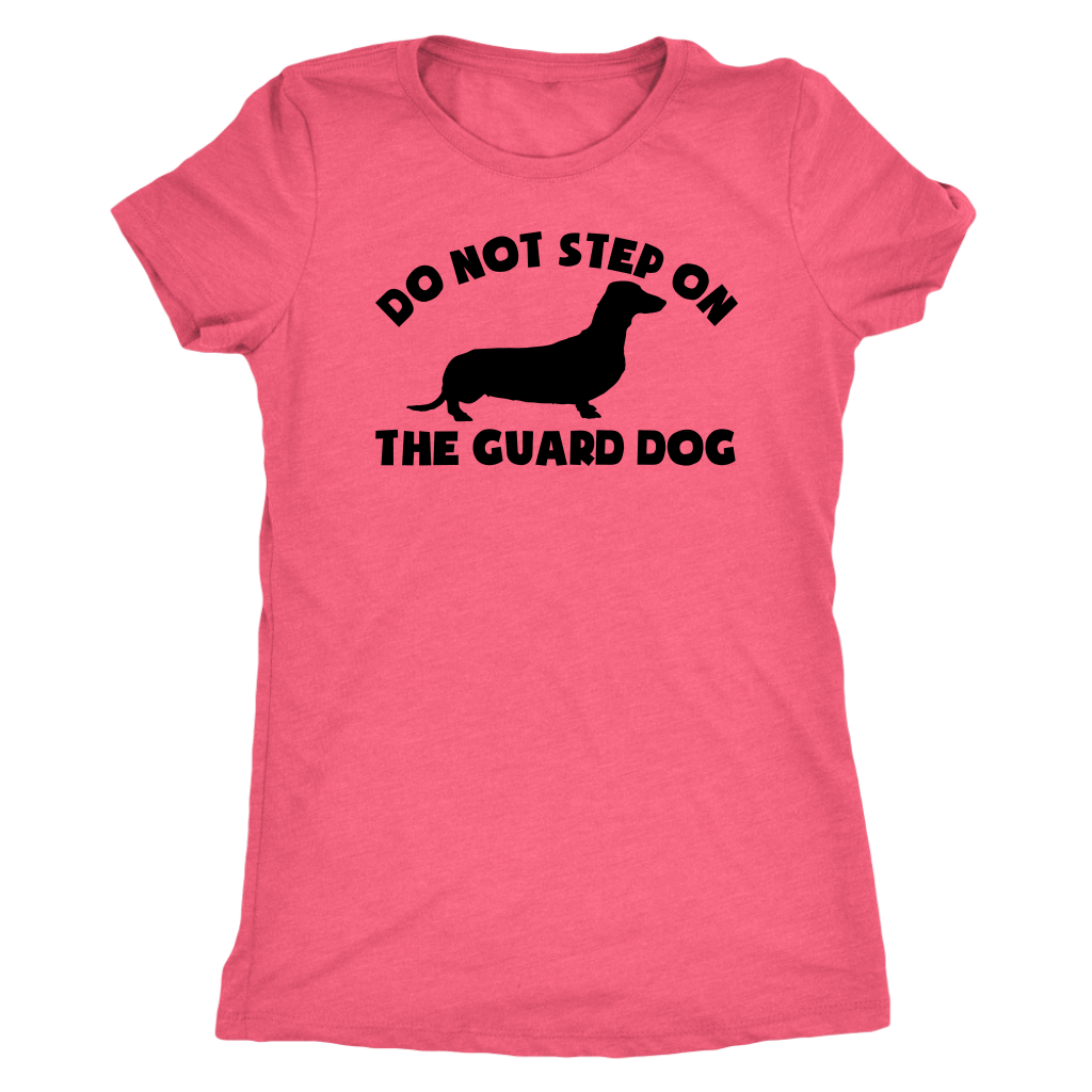 Dachshund silhouette t-shirt do not step on the guard dog light pink