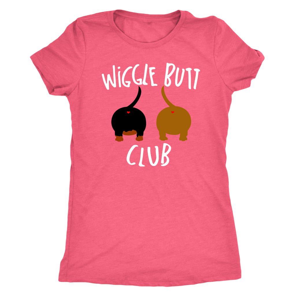 Wiggle Butt Club Funny Dachshund T-Shirt for people Vintage Light Pink