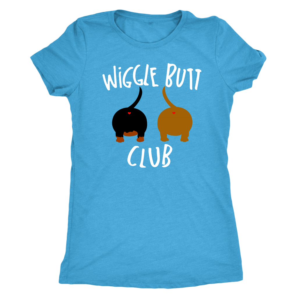 Wiggle Butt Club Funny Dachshund T-Shirt for people Vintage Turquoise