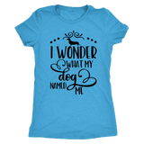 Dachshund t-shirt I wonder what my dog named me funny shirt for dog lovers Vintage Turquoise