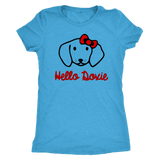 Hello Doxie Dachshund t-shirt for people Vintage Turquoise