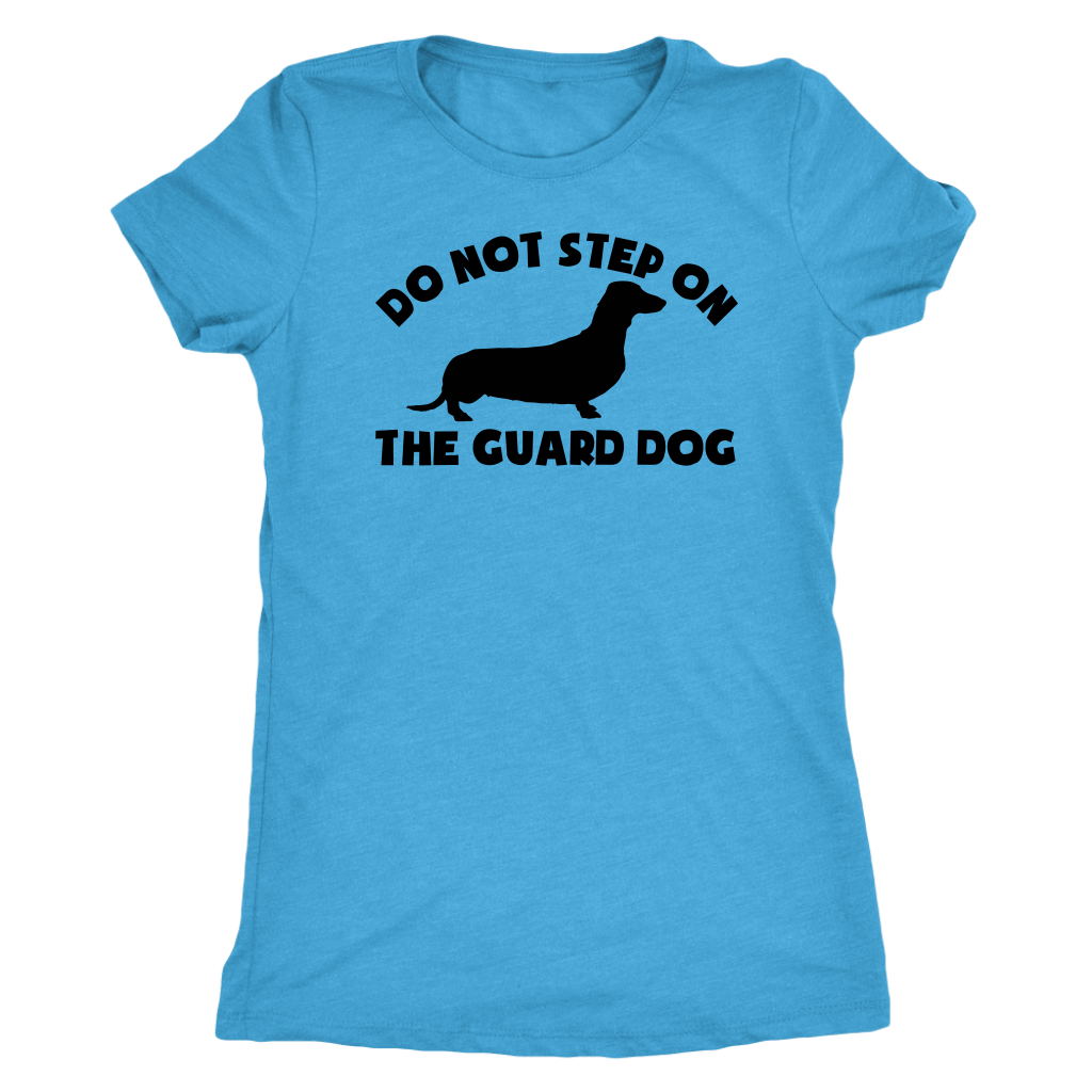 Dachshund silhouette t-shirt do not step on the guard dog Vintage Turquoise