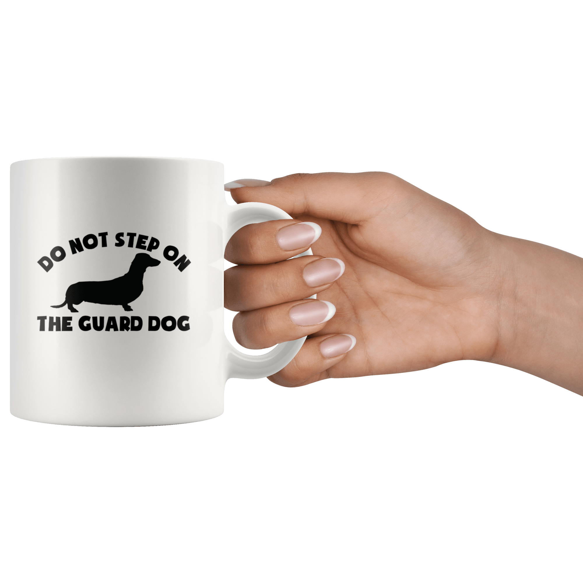 Dachshund silhouette - do not step on the guard dog 11oz coffee mug handle