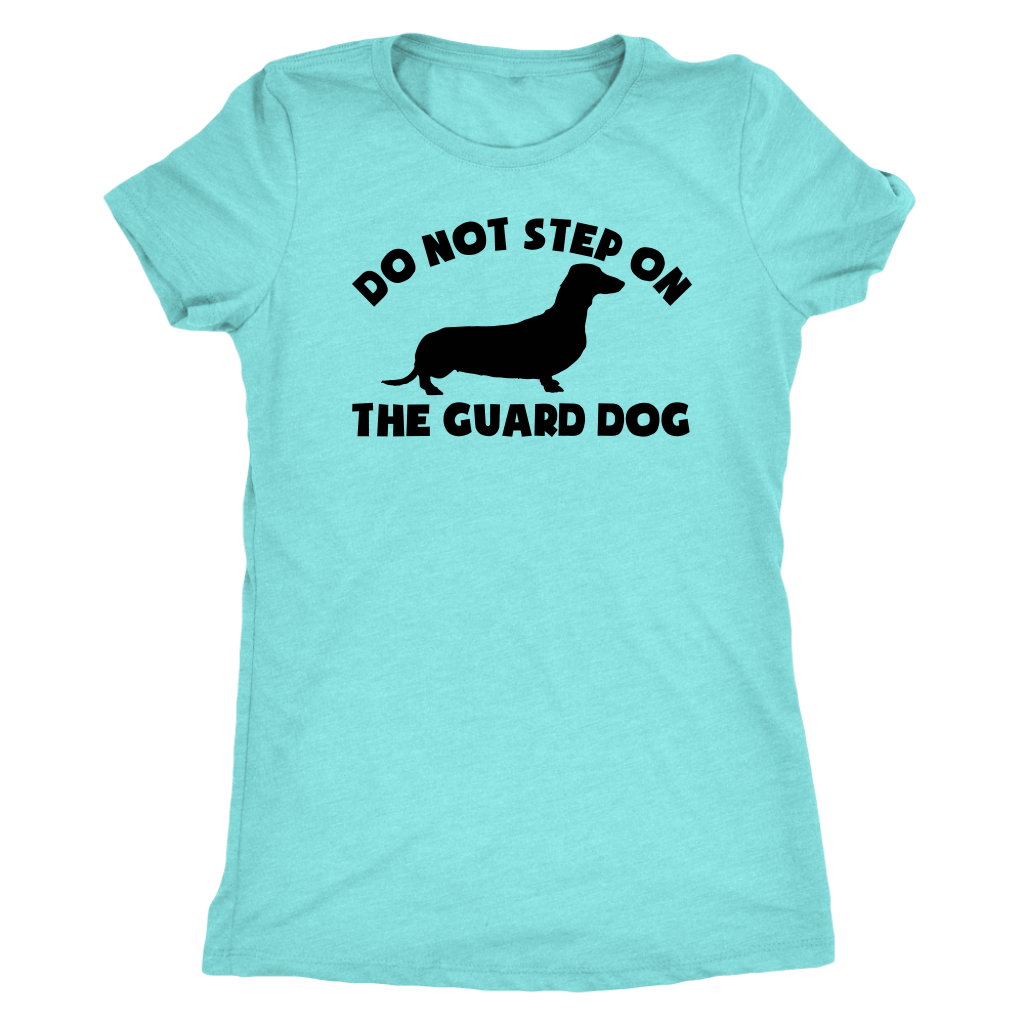 Dachshund silhouette t-shirt do not step on the guard dog Tahiti Blue