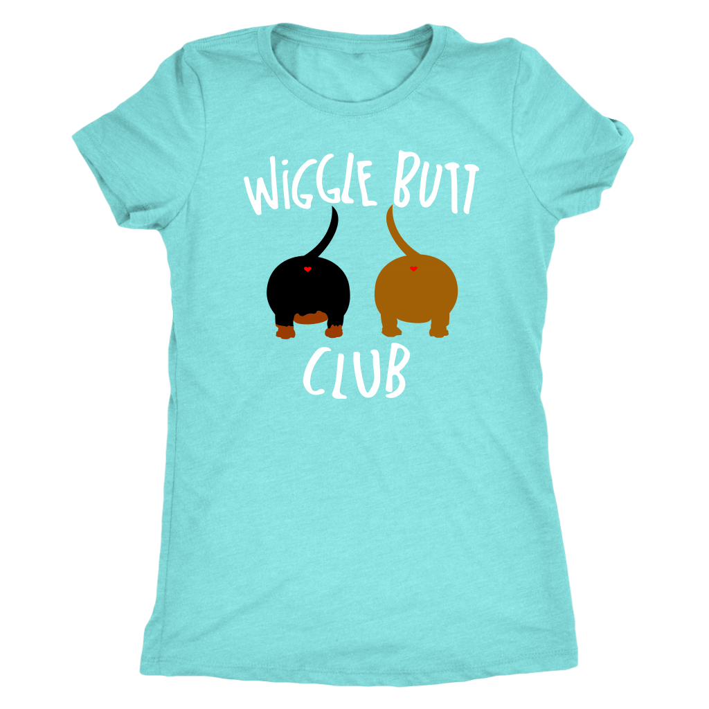 Wiggle Butt Club Funny Dachshund T-Shirt for people Tahiti Blue