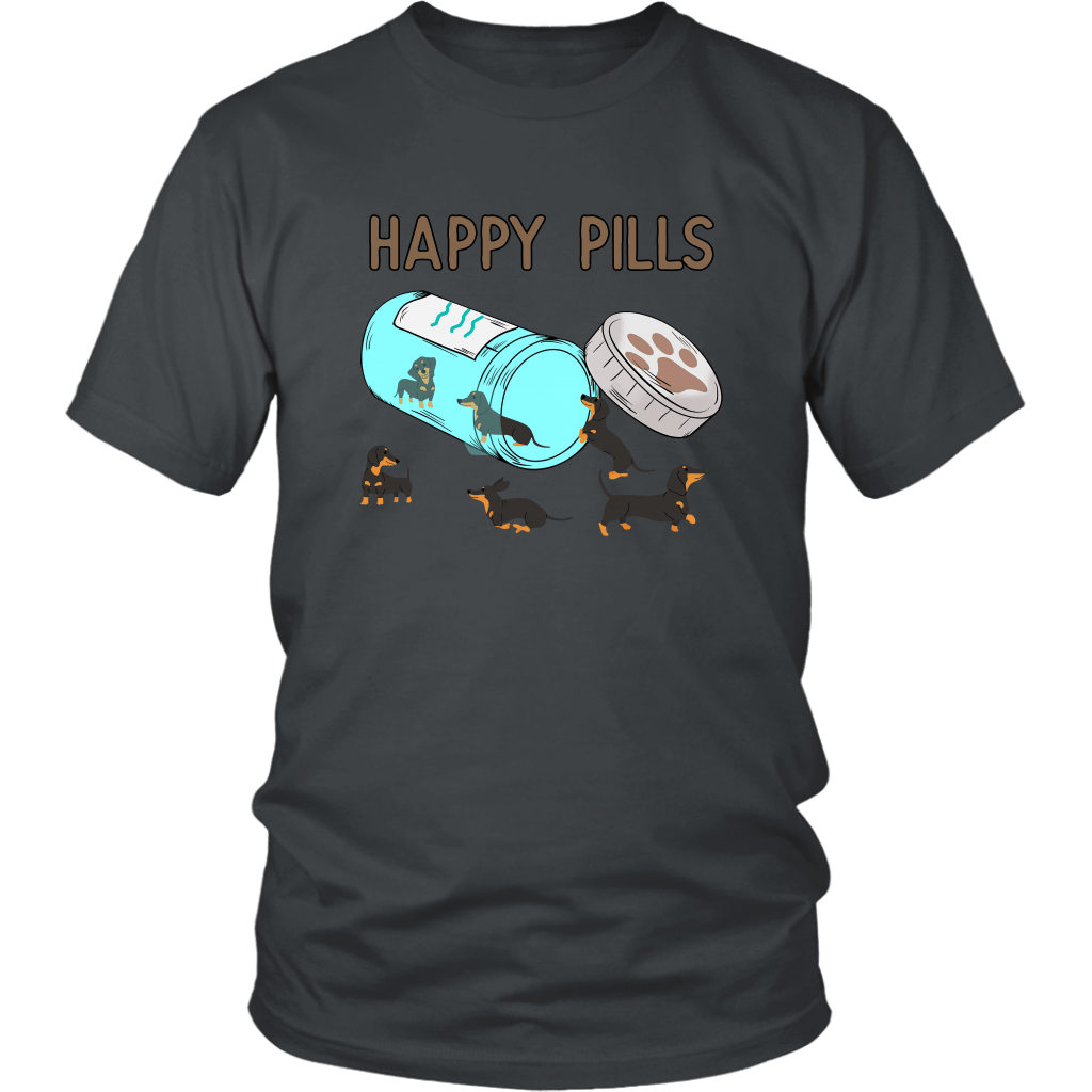 Happy Pills Dachshund T-Shirt Charcoal