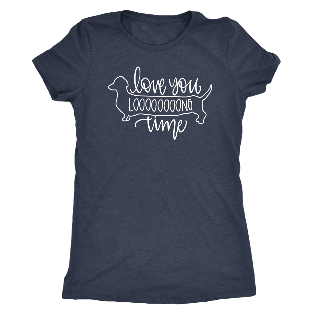 Love You Long Time Dachshund T-Shirt Vintage Navy