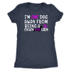 Funny dachshund t shirt one dog away from being a crazy weenie lady vintage navy