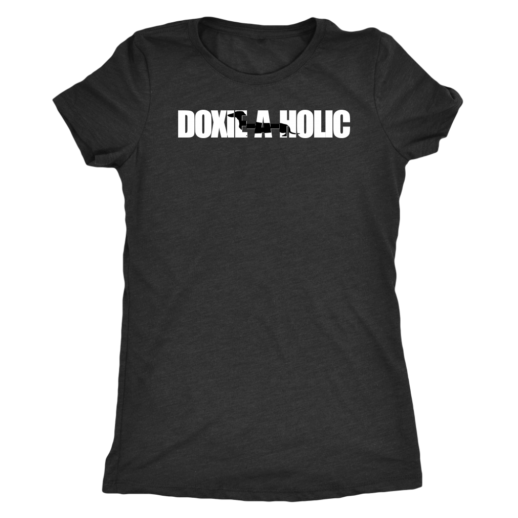 Doxie a holic dachshund silhouette women's t shirt Vintage Black