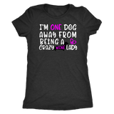 Funny dachshund t shirt one dog away from being a crazy weenie lady vintage black