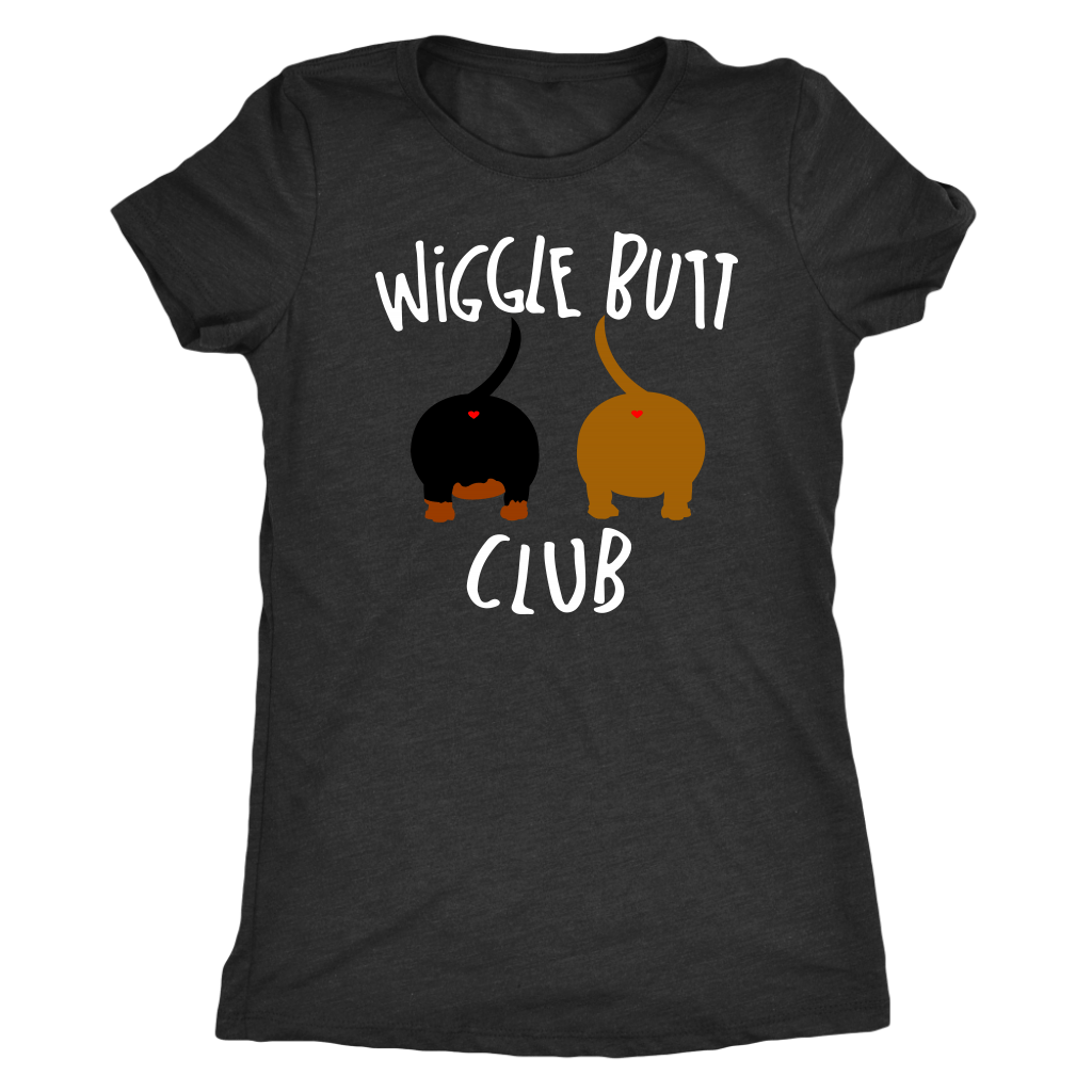 Wiggle Butt Club Funny Dachshund T-Shirt for people Vintage Black