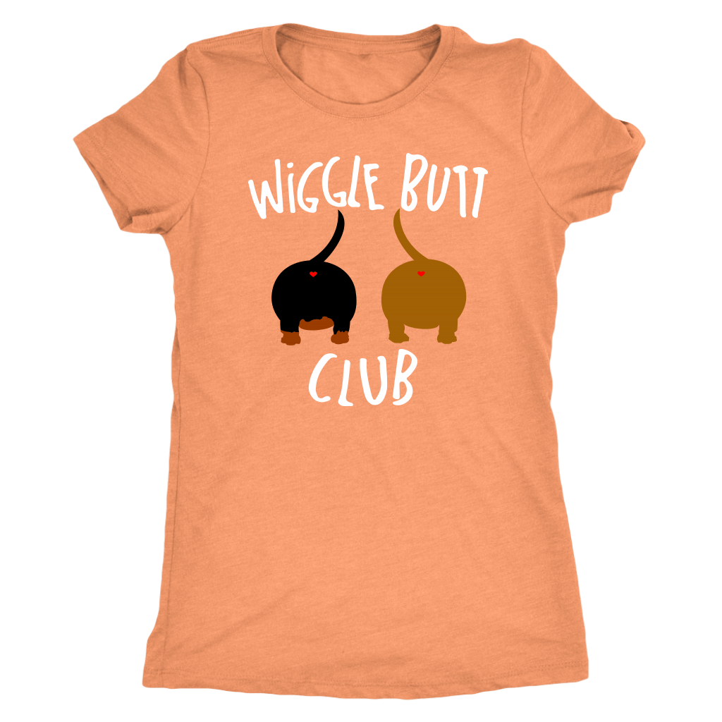 Wiggle Butt Club Funny Dachshund T-Shirt for people Vintage Light Orange