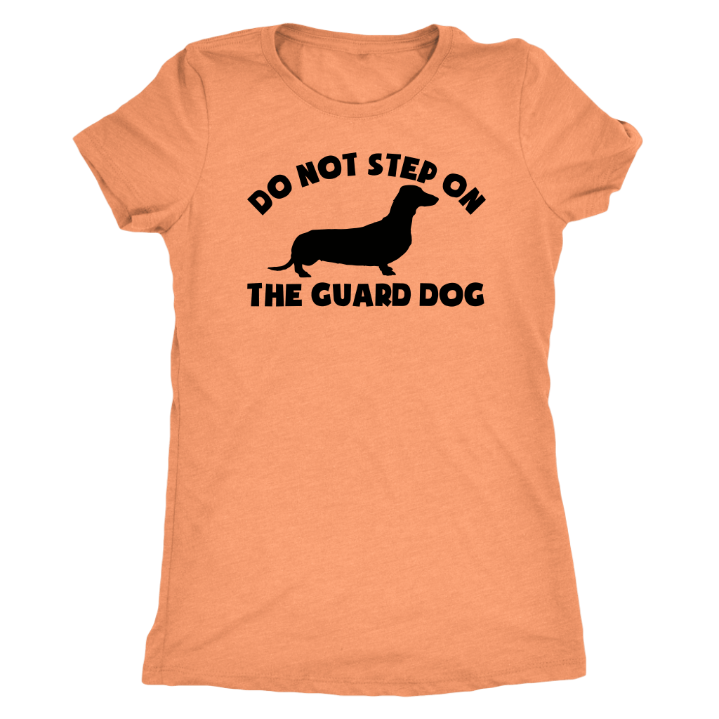 Dachshund silhouette t-shirt do not step on the guard dog Vintage Light Orange