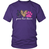 Peace Love Dachshunds Funny Cute dog lovers T-shirt for people Purple